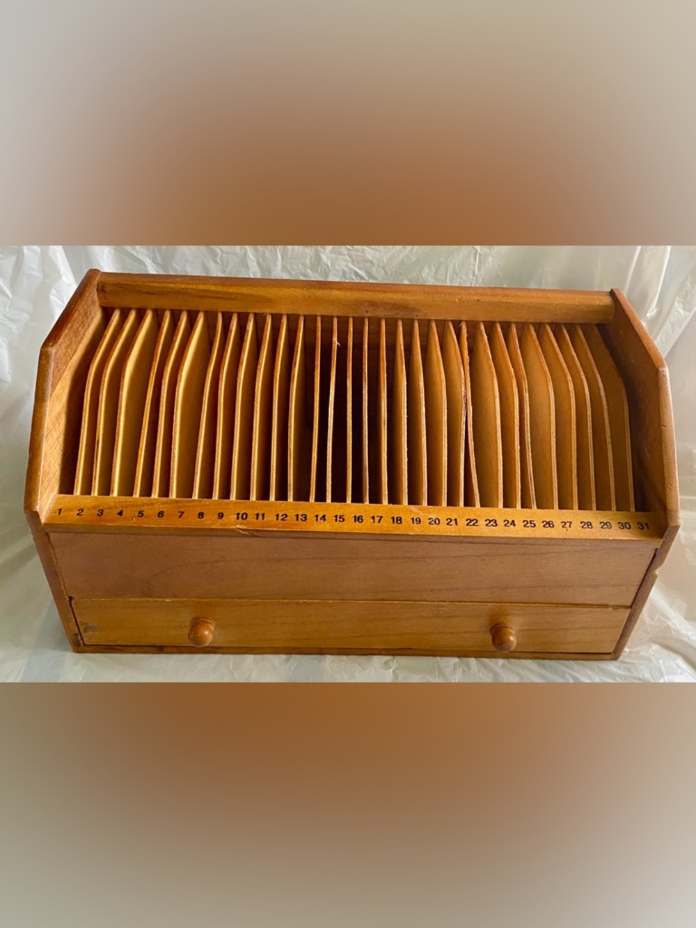 31 day Wood Desk Mail Organizer - Honey Brown